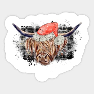 Christmas Highland Cow Sticker